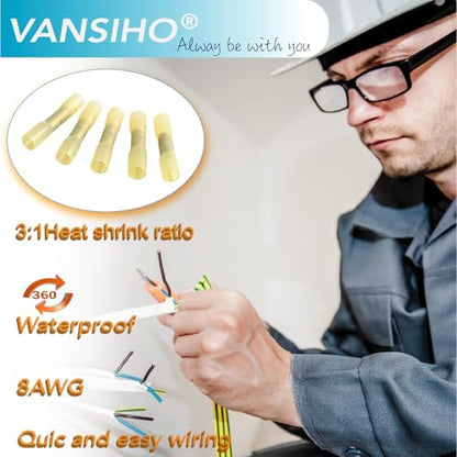 10 Pack 8 AWG Heat Shrink Butt Connectors - Waterproof Electrical Wire Terminals, Marine & Automotive Crimp Connectors, Insulated Splice Kit with Adhesive Lining