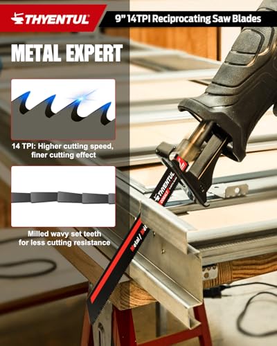 10 Pack 9 Inch 14TPI Reciprocating Saw Blades,M42 Teeth with 8% Cobalt Bi-Metal Sawzall Blades,for Pipe, Sheet Metal, Steel Demolition and PVC Pipe