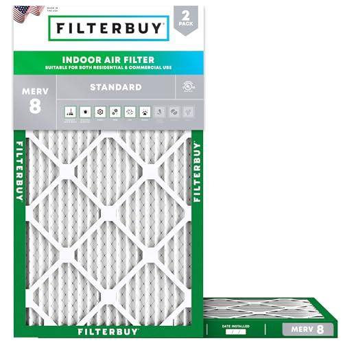 Filterbuy 9.5x19.5x1 Air Filter MERV 8 Dust & Allergy Defense (2-Pack) - size: 9.5x19.5x1