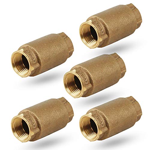 Midline Valve 372U234-5 Inline Spring Loaded Check Valve, Backflow Prevention, Lead-Free, 1/2 in. FIP Connections, Cast Brass (5 Pack) - size: 1/2 in., style: 5 Pack
