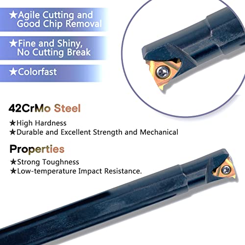 Lathe Turning Holders Threading Holder 21pcs - Metal Lathe Cutting Tools 7pcs 1/2" Threading Tools Boring Bar Set+14pcs Indexable Carbide Inserts Golden for Lathe Tools - color: 1/2" turning holder kits
