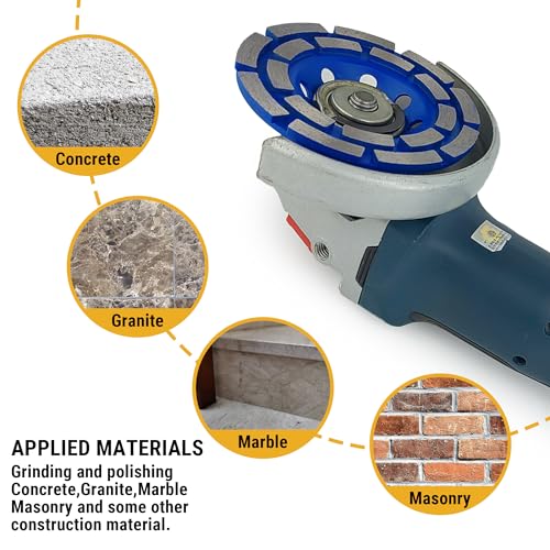 NBB Diamond Surface Grinding Wheel Diamond Cup Grinding Disc Double Row Cutters 4,5" with 7/8" bore General Purpose Grinding Dry or Wet for Stone Concrete Granite Marble Ceramic Tile Cement - style: Double 115mm
