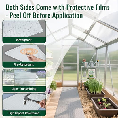 EVERECO 6 Pcs Greenhouse Panel, 6'FT x 2'FT x 0.24" in Polycarbonate Sheet - size: 6'FT x 2'FT x 0.24"IN
