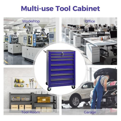 Rolling Metal Tool Chest with 7 Drawers - color: 7-drawer-purple-a