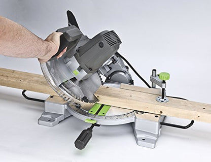 Genesis GMS1015LC 15-Amp 10-Inch Compound Miter Saw with Laser Guide and 9 Positive Miter Stops , Gray - style: 10 inch Compound Miter Saw