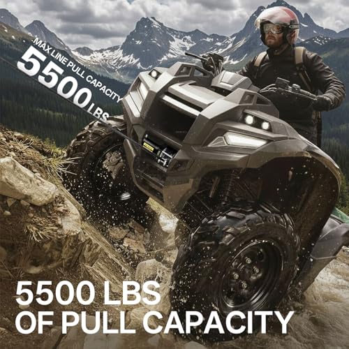 5500lb Electric Winch with Synthetic Rope, 12V DC - color: 5500LB Black