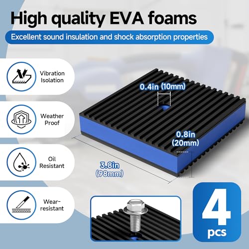 4 Pack 4 x 4 Inch Anti Vibration Pads, Rubber Isolation Pads - color: 4 X 4 - 4 Pcs