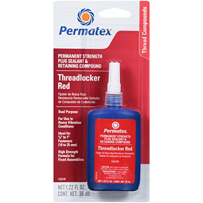 Permatex 26240 Permanent Strength Threadlocker Red, 36 ml Bottle - size: 36 ml, style: Liquid - Permanent Strength