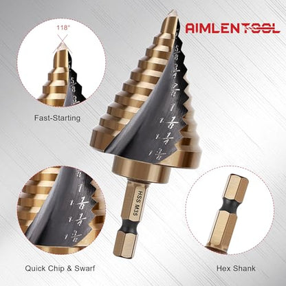 Hex Shank Cobalt Step Drill Bit Set - size: M35 Cobalt Hex Shank