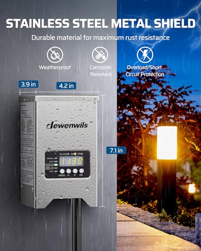 DEWENWILS 200W Low Voltage Transformer with Photocell Sensor & Timer - style: 200W-Stainless Steel