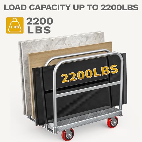 DWVO Heavy Duty Panel Dolly Sheetrock Cart on Wheels w/ 4 Hand Drails