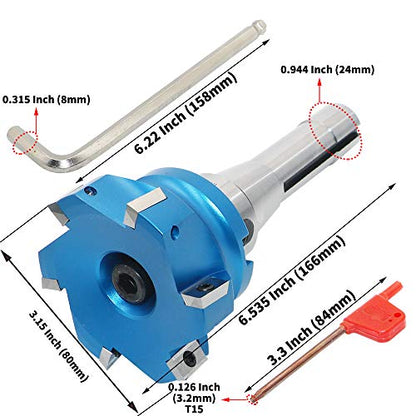 3.15 Inch Face Milling Cutter Aluminum 400R 80MM CNC End Milling Cutter Holder + R8-FMB22 Shank Face Shell Mill Arbor + 6pcs APKT1604 Carbide Inserts + 8mm Hexagon Wrench + T15 Wrench CNC Machine Tool - style: AL 400R 80-22 (3.15 Inch)