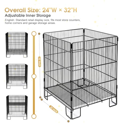 Carbon Steel Wire Dump Bin Storage Rack, 32*24in Height 50lbs Load Capacity