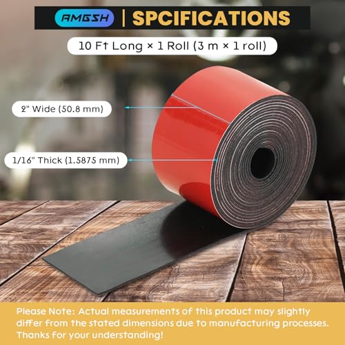 Neoprene Rubber Strip (1, Black, 1/16" Thick × 2" Wide × 10' Long) - size: 1/16" Thick × 2" Wide × 10' Long