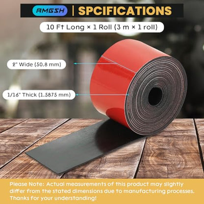 Neoprene Rubber Strip (1, Black, 1/16" Thick × 2" Wide × 10' Long) - size: 1/16" Thick × 2" Wide × 10' Long