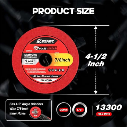 EZARC 4-1/2 Inch Diamond Blade for Tile Ceramic Glass, 7/8" Arbor, 2-Pack - size: 4.5 Inch