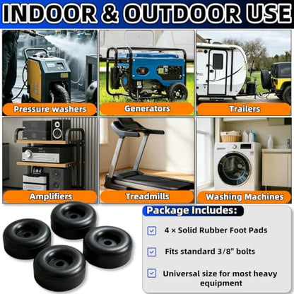 4 Pack Universal Heavy Duty Rubber Foot Pads,Rubber Bumper Pads,1x2.5 Inch Shock Absorbing Vibration Dampener Solid Rubber Feet for Generators,Compressors,Pressure Washers,Pumps,Trailers