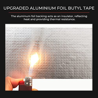 Butyl Waterproof Tape 19.68" W X 32.8' L Aluminum Foil Tape with Butyl Rubber Adhesive for Pipe, RV Repair, Window Caulking, Boat Sealing, Silver - size: 19.68" W X 32.8' L