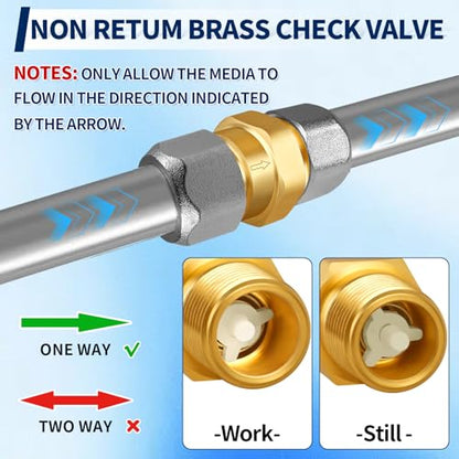 RV Water Heater Backflow Preventer, 1/2" NPT Double Male Thread Hot Water Heater Check Valve, Lead-Free Brass Plumbing Backflow Check Valve for RV, Camper, Motorhome, Trailer - style: Male to Male/1