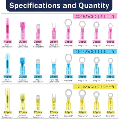 ZQZ 610Pcs Heat Shrink Marine Wire Connectors Assortment Kit, Waterproof - size: Heat Shrink