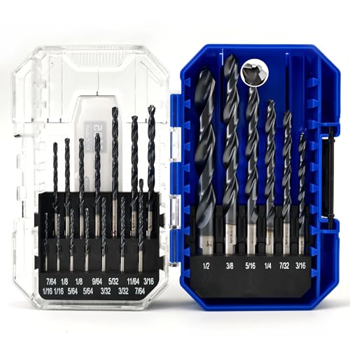 20pcs M35 Cobalt Drill Bit Set TiAlN Coated Bullet Point Tip 1/16"-1/2" - color: Black, size: 20pcs 1/16"-1/2"