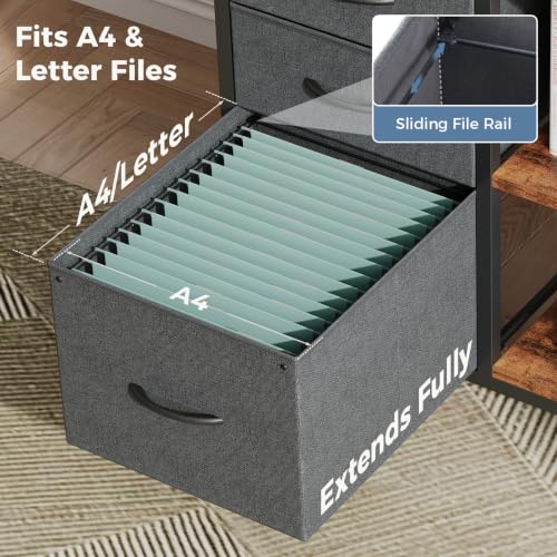 DUMOS 3 Drawer Mobile File Cabinet, Rolling Printer Stand with Storage - color: Grey