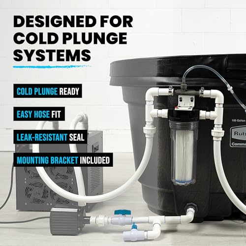 Cold Plunge Water Filter System 10" Housing 3/4" NPT Ports, 2x50 Micron - style: Housing + 1 Filter