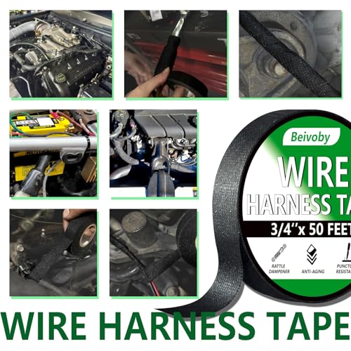 5 Rolls High Temp Wire Harness Tape, 250 FT Automotive Cloth Tape for Engine Wiring Loom, Electrical Cable Bundling, Noise & Vibration Damping, 3/4 in x 50 ft Each - style: 5-pack