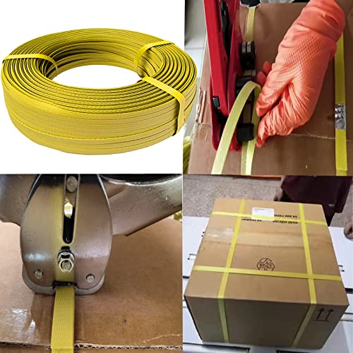 Poly Strapping 1/2" Plastic Strapping, 600lbs Break Strength, Yellow - color: 330FT Poly Strapping 1/2"