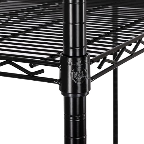 UltraDurable 4-Tier NSF Steel Wire Shelving, 60"W x 24"D x 76"H, Black - color: Black, size: 4-Tier Shelving, 60" W x 24" D