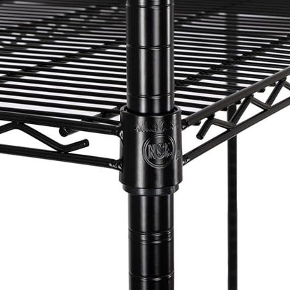 UltraDurable 4-Tier NSF Steel Wire Shelving, 60"W x 24"D x 76"H, Black - color: Black, size: 4-Tier Shelving, 60" W x 24" D