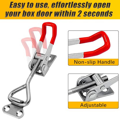 2 Pack Toggle Latch Clamp 4001 Adjustable 304 Stainless Steel Toggle Hasp Latches for Smoker Lid Jig Freezer Door Cooler Box Case Trunk Draw Chest, Quick Release 330Lbs Holding Capacity - size: 4001