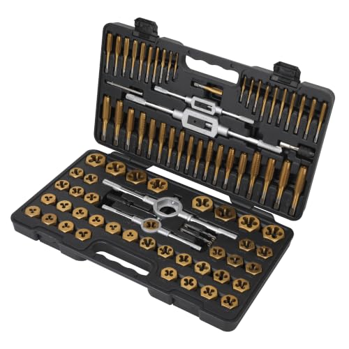 HURRICANE 86-Piece SAE & METRIC TAP & DIE SET, GCr15 Steel Threading Tool Kit with 78 Taps & Dies, M3–M16 & 4-40 to 5/8"-18, 1/8"-27 NPT, Complete Thread Repair Kits for Automotive & Workshop - size: 86 Pcs Metric & SAE