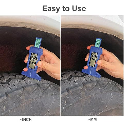 GODESON Digital Tire Tread Depth Gauge 25.4 mm Blue - color: Blue