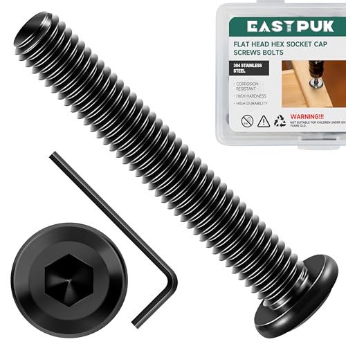 20Pcs M5-0.8 x 35mm Flat Head Socket Cap Screws Bolts 304 Stainless Steel Black Zinc Plated Furniture Bolts, Fully Threaded M5 Bolt with Hex Spanner - size: M5 x 35mm