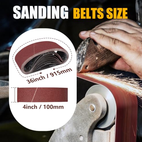 4 x 36 Inch Sanding Belts, 8 Pcs 60 Grits Sander Paper - color: 60 Grit