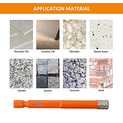 BGTEC Dry Diamond Drill Bits 1pc 1/4" with Quick Change Hex Shank for Granite Marble Porcelain Tile Ceramic - size: 06mm 1/4"