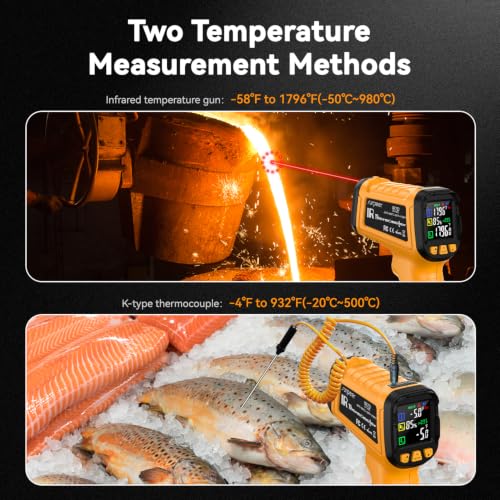 Infrared Thermometer Gun -58°F to 1796°F, 50:1 Temperature - color: -58°F to 1796°F, Yellow