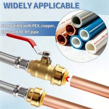 Boltigen 24" Water Heater Connector Kit 3/4" Push Fit Ball Valve x 3/4" FIP