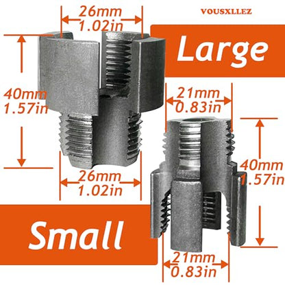 Pipe Thread Cutting Tool Integrated Internal and External,Pipe Threading Tool, Pvc Pipe Threader for 1/2'' 3/4'' 1'' Dies, Electric Drill Compatible Threading Tool (2PCS)