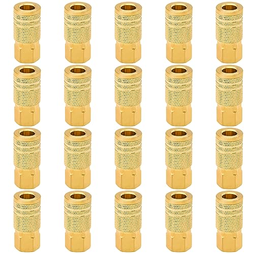 1/4-Inch Brass Female Industrial Coupler, 20 Pack 1/4 Inch Air Hose Fittings NPT Female Quick Connector for Professional Jobsites and Automotive Shops - style: 20pcs Female Couplers