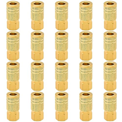 1/4-Inch Brass Female Industrial Coupler, 20 Pack 1/4 Inch Air Hose Fittings NPT Female Quick Connector for Professional Jobsites and Automotive Shops - style: 20pcs Female Couplers