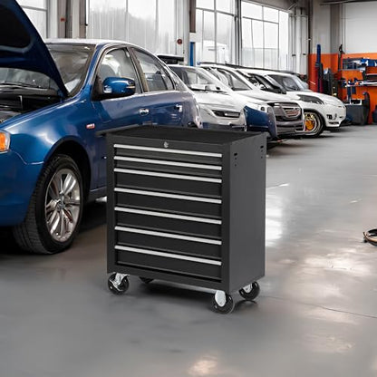 7-Drawer Lockable Rolling Tool Chest, Black - color: Black, style: 7 drawer