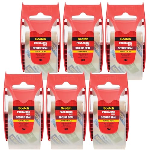 Scotch Secure Seal Ultra Clear Packaging Tape, 6 Rolls Clear Packing Tape for Lighter Shipping Boxes, 1.88 in x 50 yd, Transparent Carton Sealing Tape for Shipping, Mailing, Moving and Storage Boxes - size: 6 Rolls - 1.88 in x 50 yd