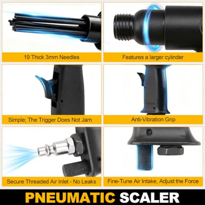 Sbestily 2 in 1 Pneumatic Needle Scaler Air Hammer Kit Rust Remover Tool