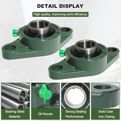 2 Pack UCFL206-20 Pillow Block Bearing – Flange 2 Bolt Mounted Pillow Block Bearings – Bearing Steel Bearings with 1-1/4" Bore - Self-aligning Bearings with Solid Cast Iron Base - style: UCFL206-20