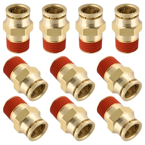 DOT Approved Male Straight Brass Union 5/8" Tube x 1/2" NPT, 10PCS - size: 5/8" OD x 1/2" NPT