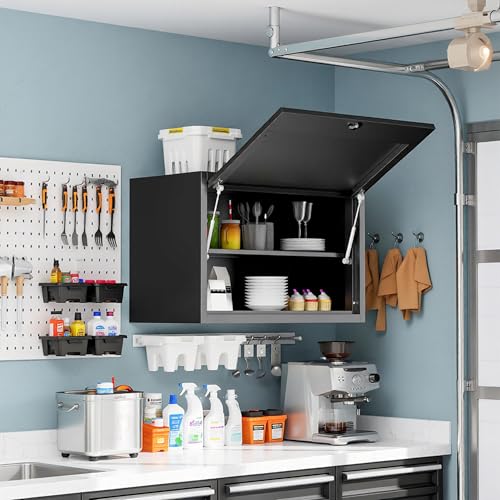 Metal Wall Cabinet, Garage Wall Cabinet with Adjustable Shelf for Garage, Tool Room, Kitchen, Assembly Required(Black) - color: Black, size: 1 Drawer