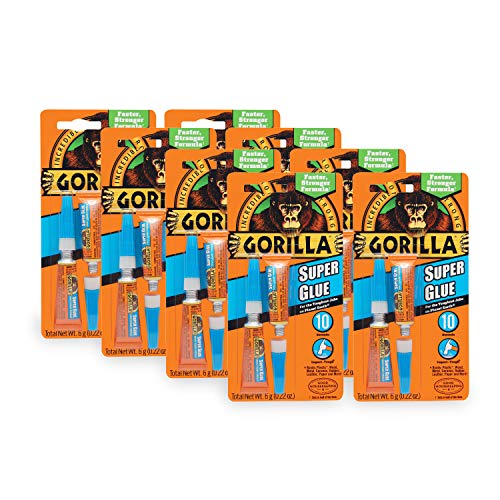Gorilla Super Glue, Two 3 Gram Tubes, Clear, (Pack of 8) - size: 8 - Pack
