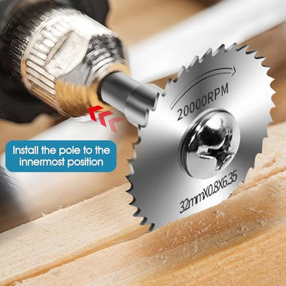 9Pcs 1/4" Hex Shank Rotary Saw Blades Cutting Wheel Set - color: silver